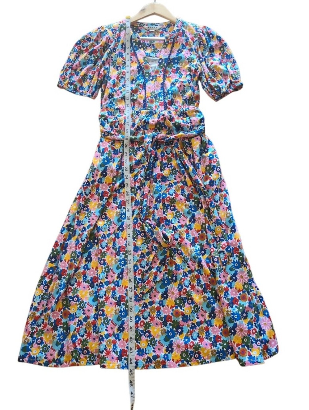 Boden Sofia Trim Jersey Midi Dress Floral Pink Multicolor Belred Waist Pockets - Picture 16 of 16
